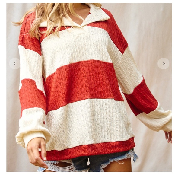 Fabulous Retro Chic Spread Neck Color Blocked Pullover - Picture 5 of 5